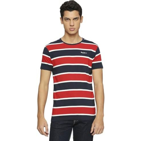Pepe Jeans Men's Slim Fit Striped T-Shirts Multicolour