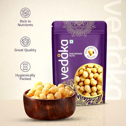 Amazon Brand - Vedaka Premium Whole Macadamia Nuts | 250 Gram | Crunchy | Perfect For Guilt-Free Snacking