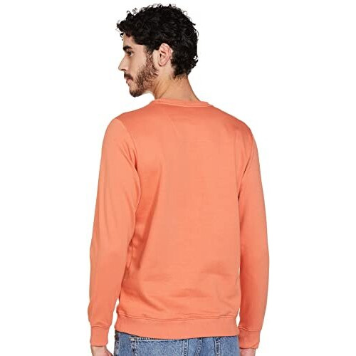 Numero Uno Men's Fleece Crew Neck Sweatshirt (Kmssfc60-Dusty Orange/White-L_Dusty