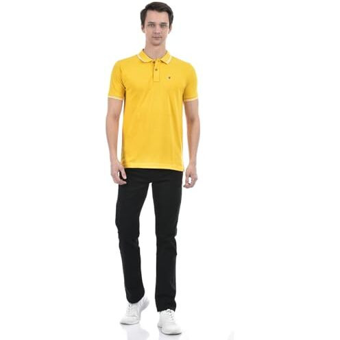 Numero Uno Men's Vibrant Marigold Polo T-Shirt Yellow/White