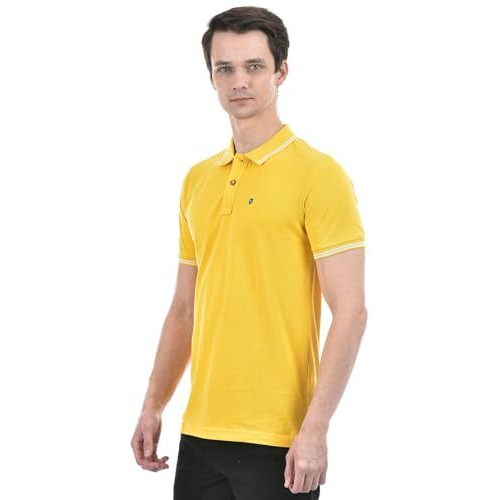 Numero Uno Men's Vibrant Marigold Polo T-Shirt Yellow/White
