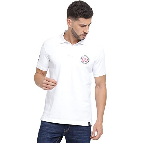 Van Heusen Athleisure Men's Solid Regular Fit T-Shirt (Ihts1Vswh70017_White L)