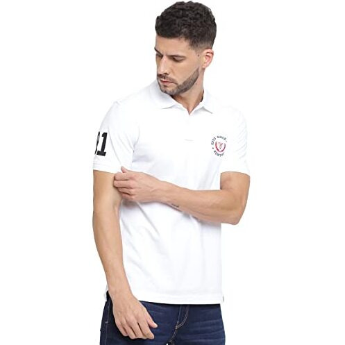 Van Heusen Athleisure Men's Solid Regular Fit T-Shirt (Ihts1Vswh70017_White L)