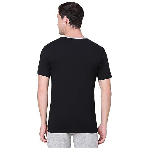 Van Heusen Men Athleisure Smart Tech Regular Fit T-Shirt - Easy Stain Release, Anti Stat, Ultra Soft_60001_Black_Large
