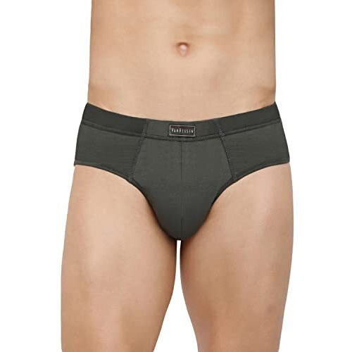 Van Heusen Men's Cotton Brief (Pack Of 3) (10001_Peat, Dark Navy, Pure Black-L_Peat, Dark Navy Blue, Pure Black_L)