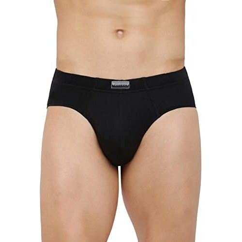 Van Heusen Men's Cotton Brief (Pack Of 3) (10001_Peat, Dark Navy, Pure Black-L_Peat, Dark Navy Blue, Pure Black_L)