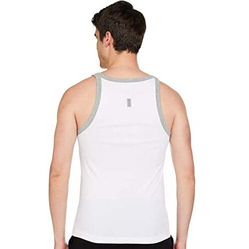 Van Heusen Men Athleisure Moisture Wicking Vest - 100% Combed Cotton - Ultra Soft, Round Neck_60072_White_S