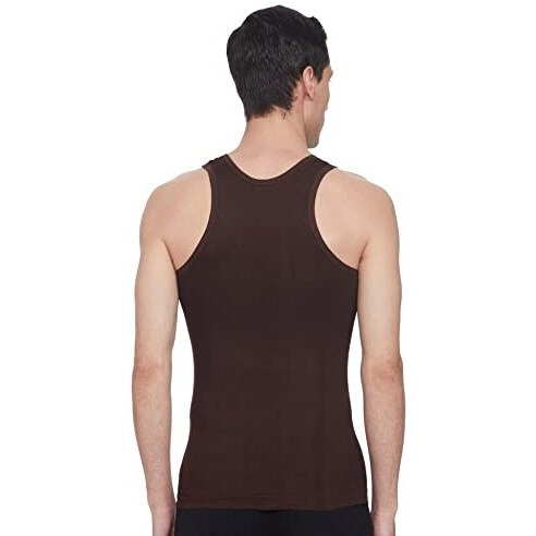 Van Heusen Men Athleisure Moisture Wicking Gym Slim Fit Vest - 100% Combed Cotton - Ultra Soft, Extended Length_60077_Black_M