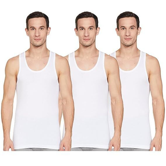 Van Heusen Men Anti Bacterial Regular Fit Vest - 100% Combed Cotton - Pack Of 3 - Moisture Wicking, Soft Handfeel_10071_White_M