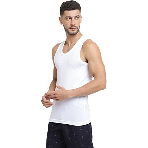 Van Heusen Sport Men Vest - 100% Combed Cotton - Pack Of 2 - Ultra Soft, Wider Straps, Solid_70022_White_L - Regular Fit