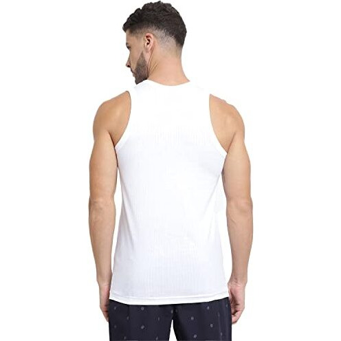 Van Heusen Sport Men Vest - 100% Combed Cotton - Pack Of 2 - Ultra Soft, Wider Straps, Solid_70022_White_L - Regular Fit