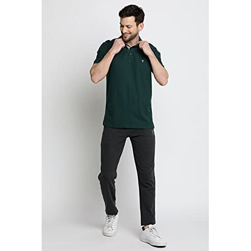 Van Heusen Athleisure Men Regular Fit Athleisure Colour Fresh Polo T-Shirt - 100% Combed Cotton Moisture Wicking, Ultra Soft_60032_Storm Green_M