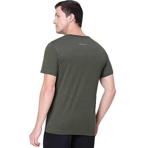 Van Heusen Athleisure Men Regular Fit T-Shirt - Cotton Rich - Smart Tech, Easy Stain Release, Anti Stat, Ultra Soft, Moisture Wicking_60021_Hunter Green_Xl