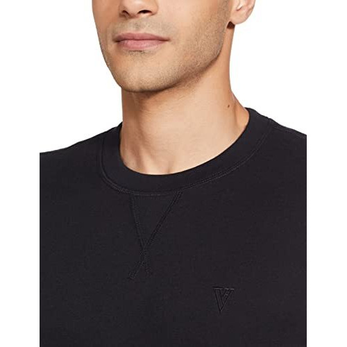 Van Heusen Athleisure Men Sweatshirt - Cotton Rich - Ultra Soft, Crew Neck, Long Sleeve_60076_Black_Xl