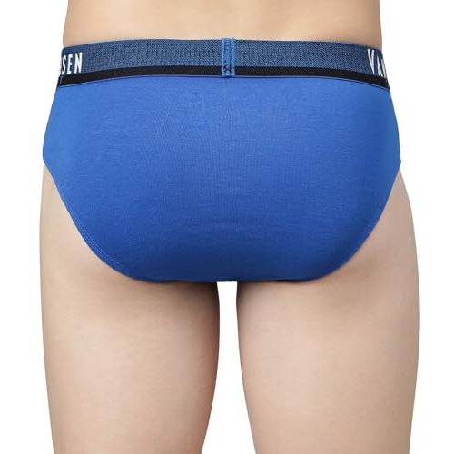 Van Heusen Men Sport Plush Back Elasticized Waistband Briefs - 100% Combed Cotton - Pack Of 2 - Ultra Soft, Solid_70001_Nautical Blue, Rooibos Tea_M