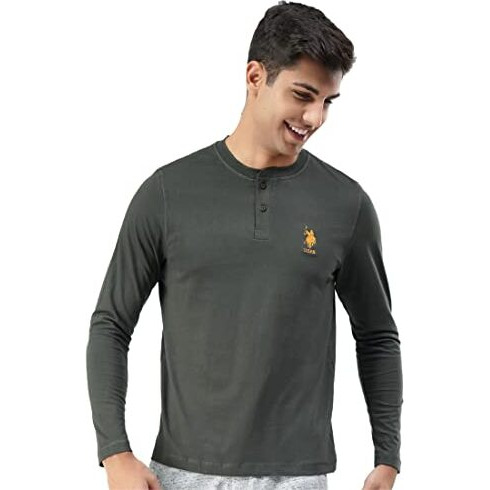 U.S. Polo Assn. Men Comfort Fit Heathered Cotton I655 Regular Fit T-Shirt - Pack Of 1 (Olive Xl)