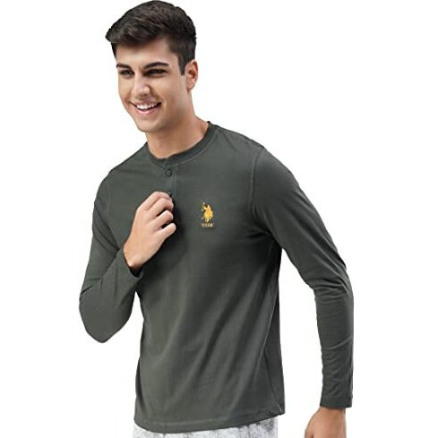 U.S. Polo Assn. Men Comfort Fit Heathered Cotton I655 Regular Fit T-Shirt - Pack Of 1 (Olive Xl)