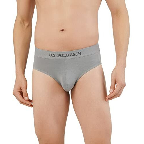 U.S. Polo Assn. Men Modal Stretch Ultra Soft I702 Premium Briefs - Pack Of 1 (Lt.Grey L)
