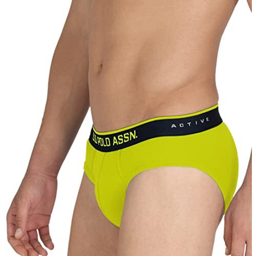 U.S. Polo Assn. Mens Cotton Coolmax Solid I706 Briefs - Pack Of 1 (Lime L)