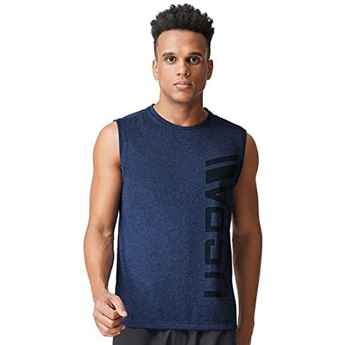 U.S. Polo Assn. Men Sleeveless Brand Print Polyester I711 Regular Fit Vest - Pack Of 1 (Navy Mel M)