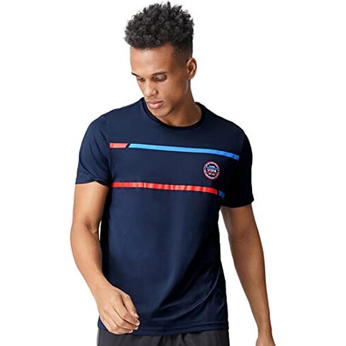U.S. Polo Assn. Men Brand Stripe Crew Neck I714 T-Shirt - Pack Of 1 (Navy S)