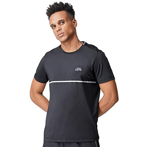 U.S. Polo Assn. Men Reflective Logo Polyester Spandex I715 Regular Fit T-Shirt - Pack Of 1 (Black L)