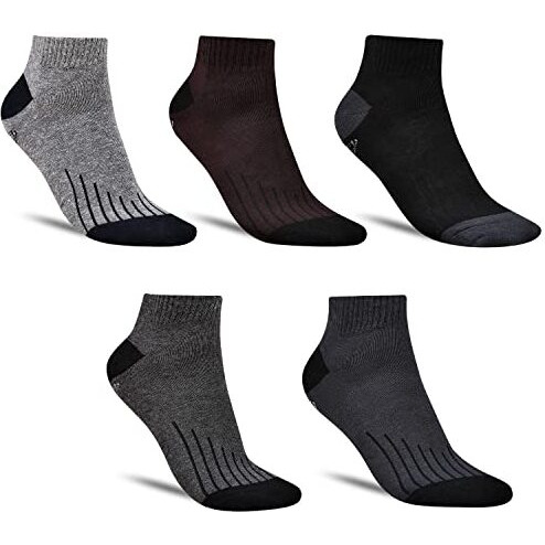 Dollar Socks For Men Solid Ankle Length Cotton Socks, Free Size, Pack Of 5 (Multicoloured)