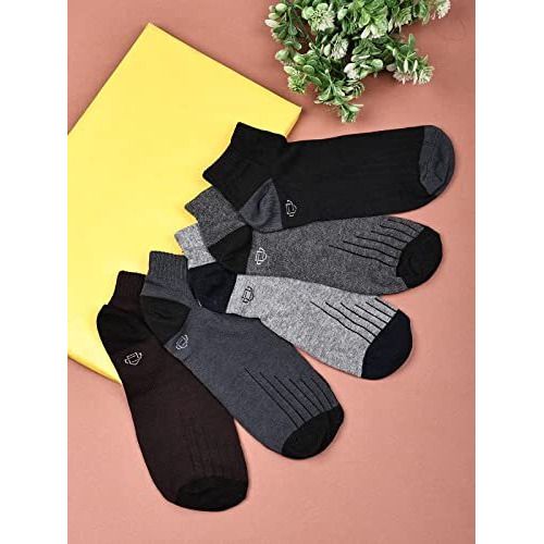 Dollar Socks For Men Solid Ankle Length Cotton Socks, Free Size, Pack Of 5 (Multicoloured)