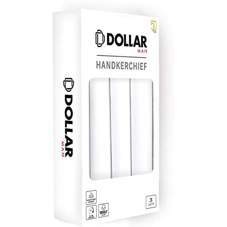 Dollar Cotton Handkerchiefs Hanky For Men - White Plain In Pack Of 3