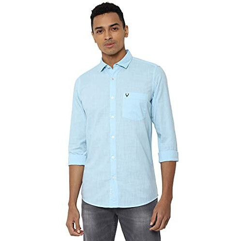 Allen Solly Men's Solid Slim Fit Casual Shirt (Assfwmof226941_Blue 42)