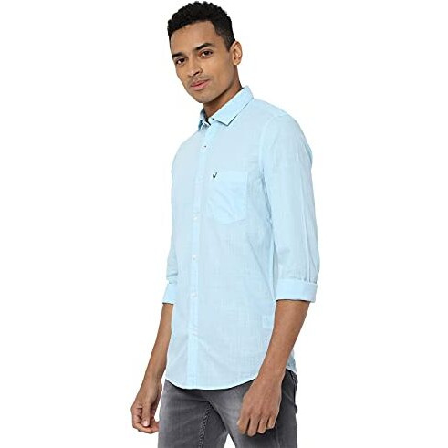 Allen Solly Men's Solid Slim Fit Casual Shirt (Assfwmof226941_Blue 42)