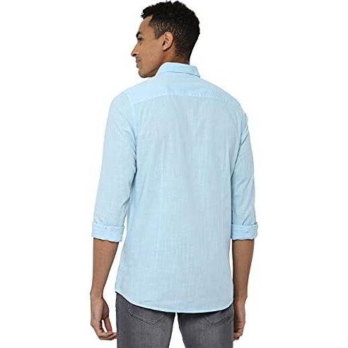 Allen Solly Men's Solid Slim Fit Casual Shirt (Assfwmof226941_Blue 42)