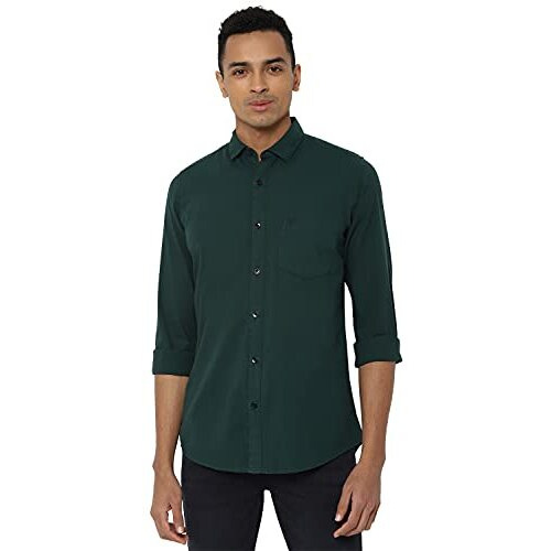 Allen Solly Men's Solid Slim Fit Casual Shirt (Assfwmof764302_Green 38)