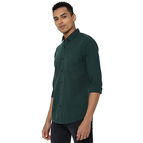 Allen Solly Men's Solid Slim Fit Casual Shirt (Assfwmof764302_Green 38)