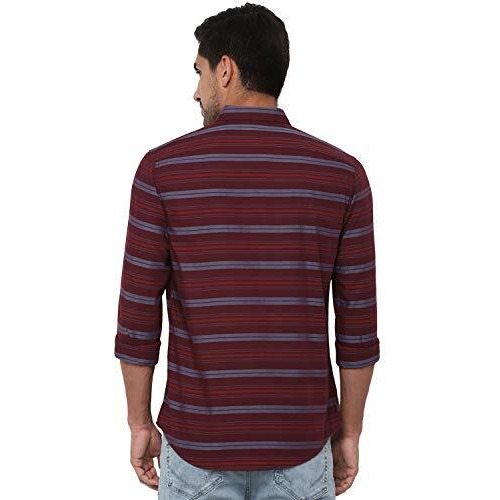 Allen Solly Men's Striped Regular Fit Shirt (Alsfcucufu80338_Maroon 39)