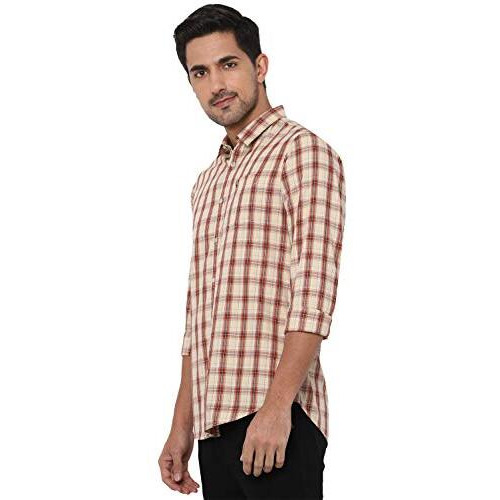 Allen Solly Men's Cotton Regular Fit Shirt (Alsfcucufw11019_Beige 39)