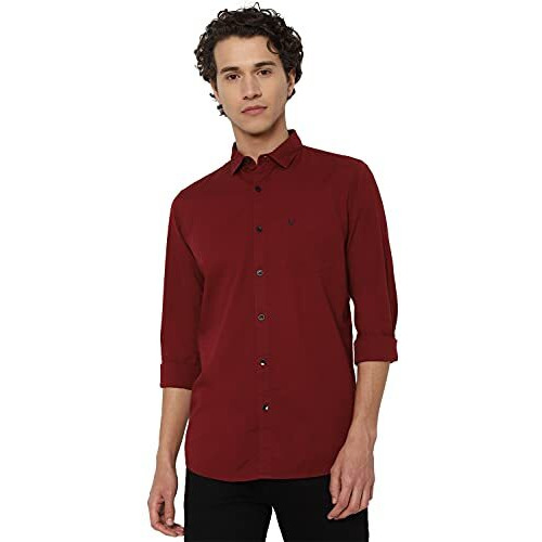 Allen Solly Men's Slim Shirt (Assfqmofr77099_Maroon 40)