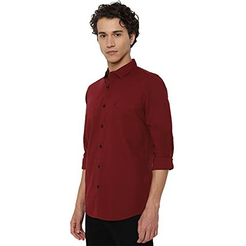 Allen Solly Men's Slim Shirt (Assfqmofr77099_Maroon 40)