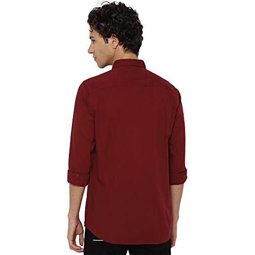 Allen Solly Men's Slim Shirt (Assfqmofr77099_Maroon 40)