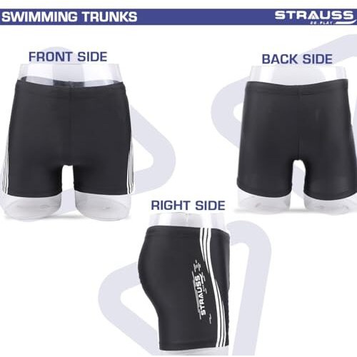Strauss Swimming Shorts | Swimming Trunks For Men & Boys | Easily Adjustable, Breathable & Quick Drying Shorts | Size Xl, Black