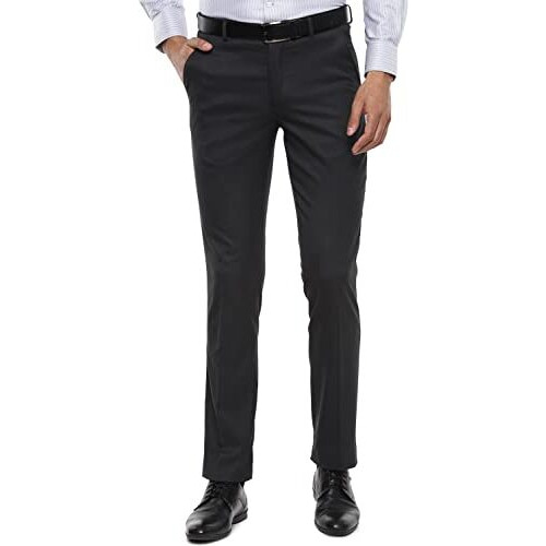 Louis Philippe Men's Slim Work Mid Rise Utility Pants (Lptfmslb288955_Black, 32