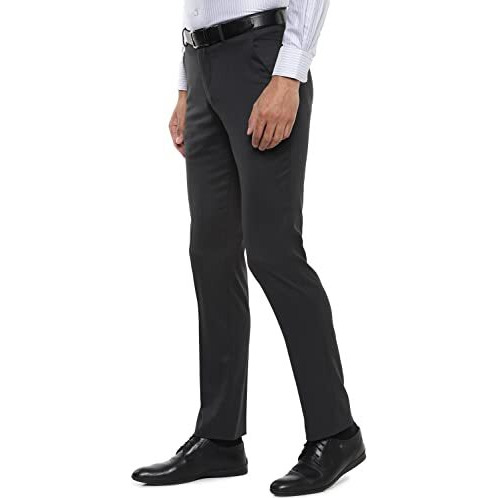 Louis Philippe Men's Slim Work Mid Rise Utility Pants (Lptfmslb288955_Black, 32