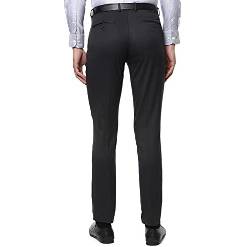 Louis Philippe Men's Slim Work Mid Rise Utility Pants (Lptfmslb288955_Black, 32