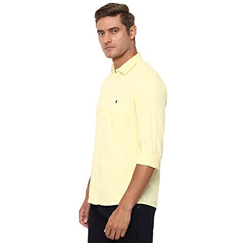 Louis Philippe Men's Solid Slim Fit Shirt (Lrsfcslp113247_Yellow