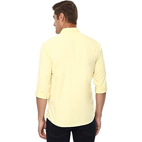 Louis Philippe Men's Solid Slim Fit Shirt (Lrsfcslp113247_Yellow