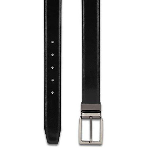 Louis Philippe Men Black & Brown Solid Reversible Formal Italian Leather With Brush Gun Metal Buckle Belt