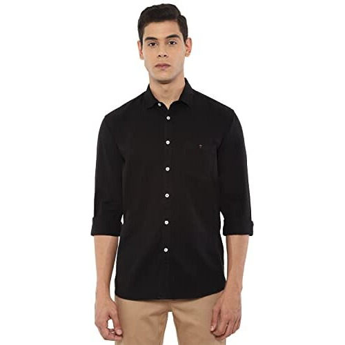 Louis Philippe Men's Cotton Solid Straight Shirt (Lrsfcslpq47815_Black, 40