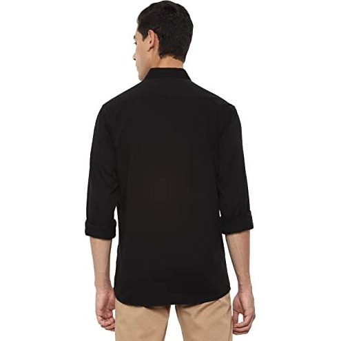 Louis Philippe Men's Cotton Solid Straight Shirt (Lrsfcslpq47815_Black, 40