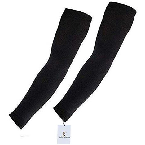 Kuber Industries Cotton 2 Piece Fingerless Arm Sleeves - Black (Ku06002)