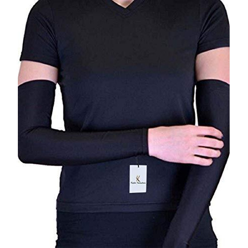 Kuber Industries Cotton 2 Piece Fingerless Arm Sleeves - Black (Ku06002)
